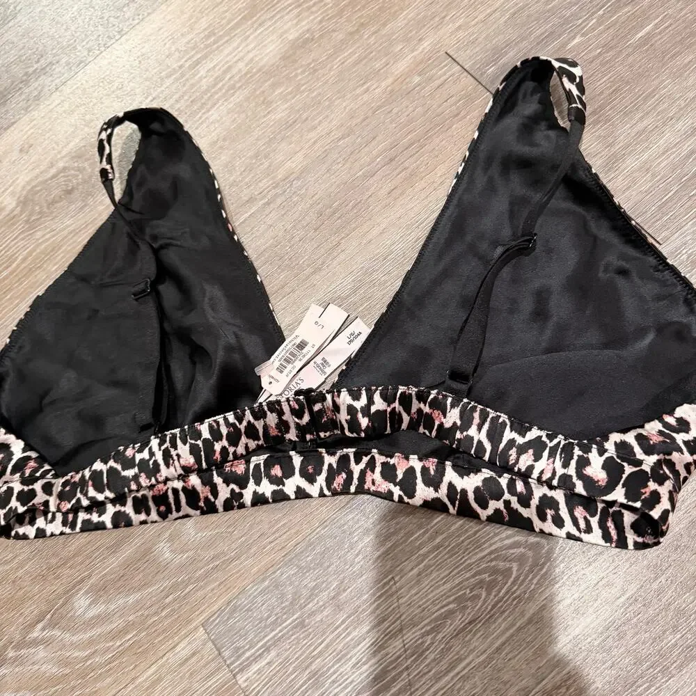 ictoria's Secret Bare Unlined New Silk Plunge Animal Print Bra Size Large
